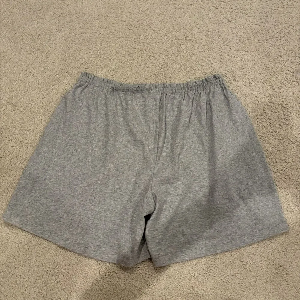 NWT Eileen Fisher Women Melange Organic Cotton Interlock Sleep Shorts Gray-MED